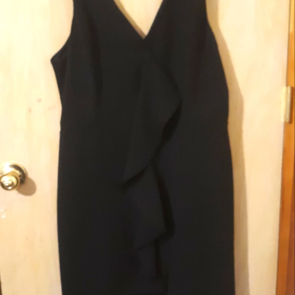 Sexy black cocktail dress w/ ruffle Size 16
